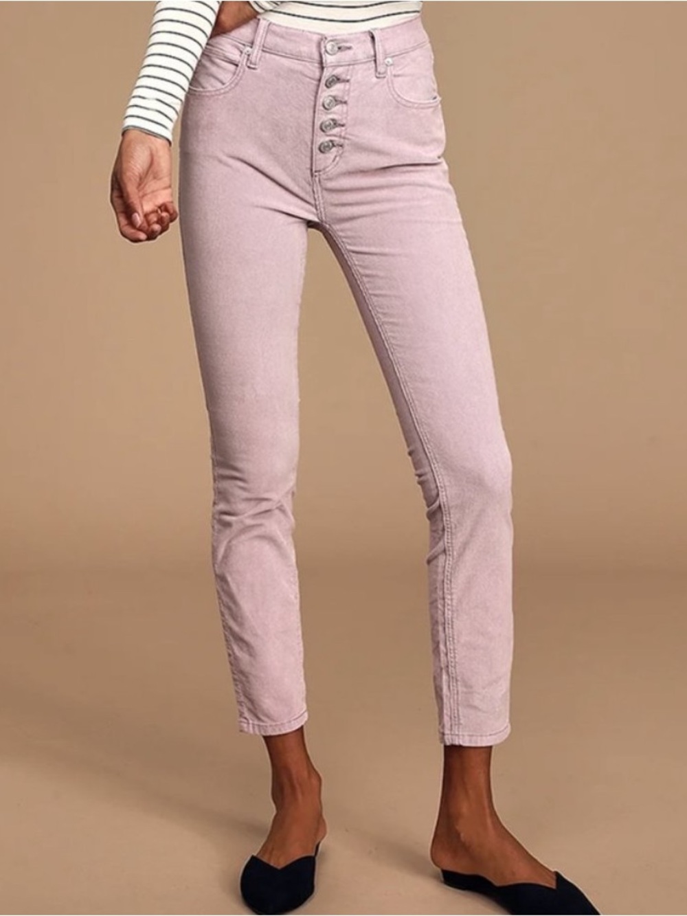 Free People Sun Chaser Corduroy Skinny Pants Frosted Lilac Purple 27